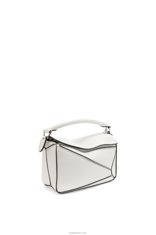 blanco suave bolso puzzle mini de suave piel de becerro granulada Loewe R8J8Z203 mujer