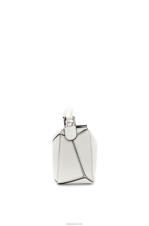 blanco suave bolso puzzle mini de suave piel de becerro granulada Loewe R8J8Z203 mujer