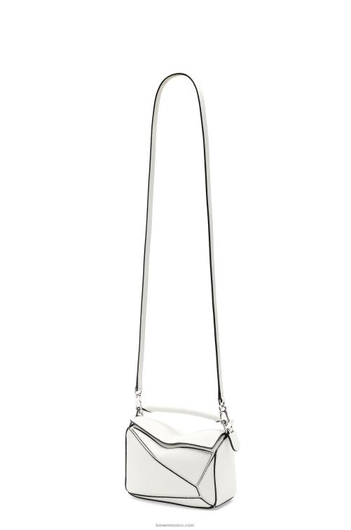 blanco suave bolso puzzle mini de suave piel de becerro granulada Loewe R8J8Z203 mujer