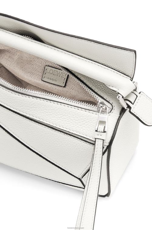 blanco suave bolso puzzle mini de suave piel de becerro granulada Loewe R8J8Z203 mujer