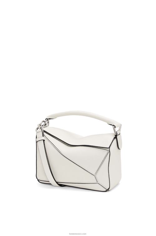 blanco suave bolso puzzle pequeño de suave piel de becerro granulada Loewe R8J8Z367 mujer