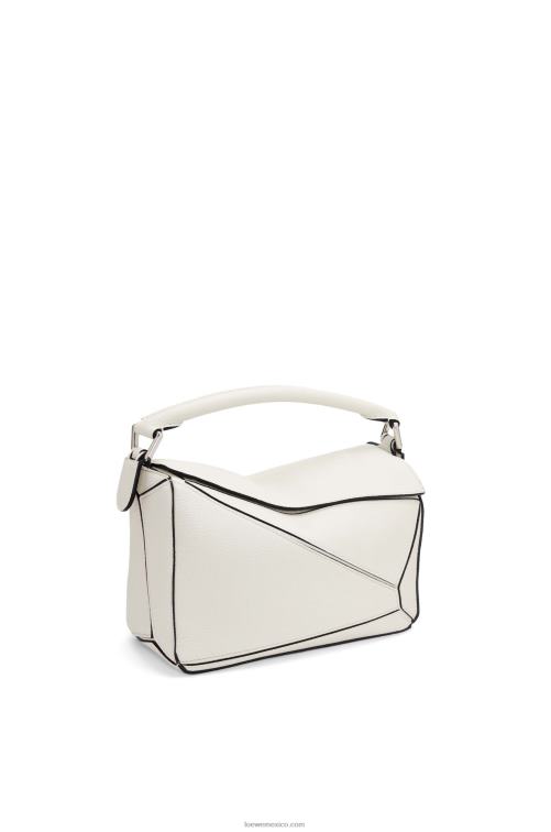 blanco suave bolso puzzle pequeño de suave piel de becerro granulada Loewe R8J8Z367 mujer