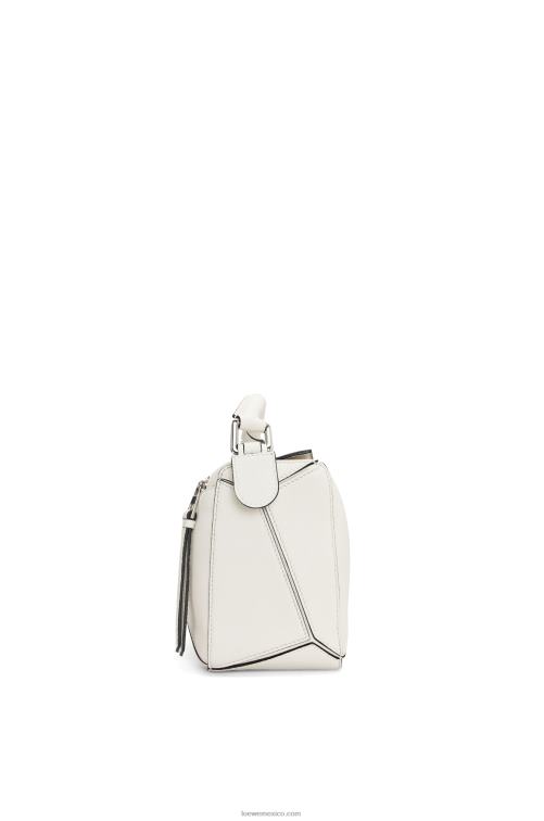 blanco suave bolso puzzle pequeño de suave piel de becerro granulada Loewe R8J8Z367 mujer