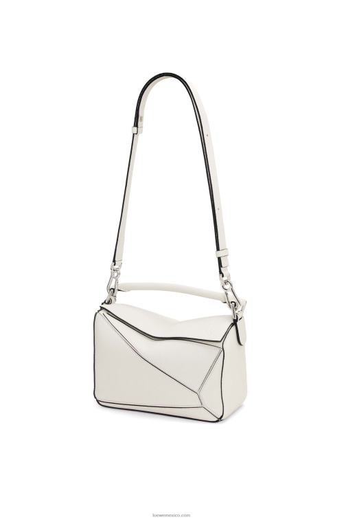 blanco suave bolso puzzle pequeño de suave piel de becerro granulada Loewe R8J8Z367 mujer