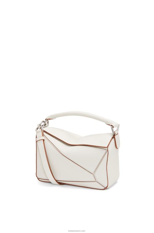 blanco suave bolso puzzle pequeño de suave piel de becerro granulada Loewe R8J8Z505 mujer