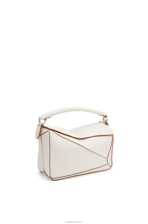 blanco suave bolso puzzle pequeño de suave piel de becerro granulada Loewe R8J8Z505 mujer