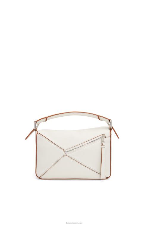 blanco suave bolso puzzle pequeño de suave piel de becerro granulada Loewe R8J8Z505 mujer