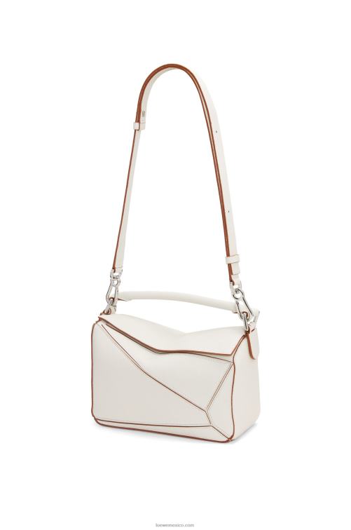 blanco suave bolso puzzle pequeño de suave piel de becerro granulada Loewe R8J8Z505 mujer