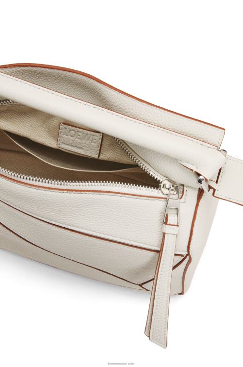 blanco suave bolso puzzle pequeño de suave piel de becerro granulada Loewe R8J8Z505 mujer