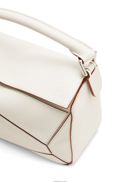 blanco suave bolso puzzle pequeño de suave piel de becerro granulada Loewe R8J8Z505 mujer