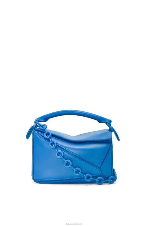 buceo azul bolso puzzle pequeño de piel de becerro satinada Loewe R8J8Z480 mujer