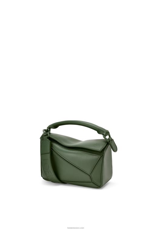 caqui de la vendimia bolso puzzle mini de piel de becerro satinada Loewe R8J8Z270 mujer