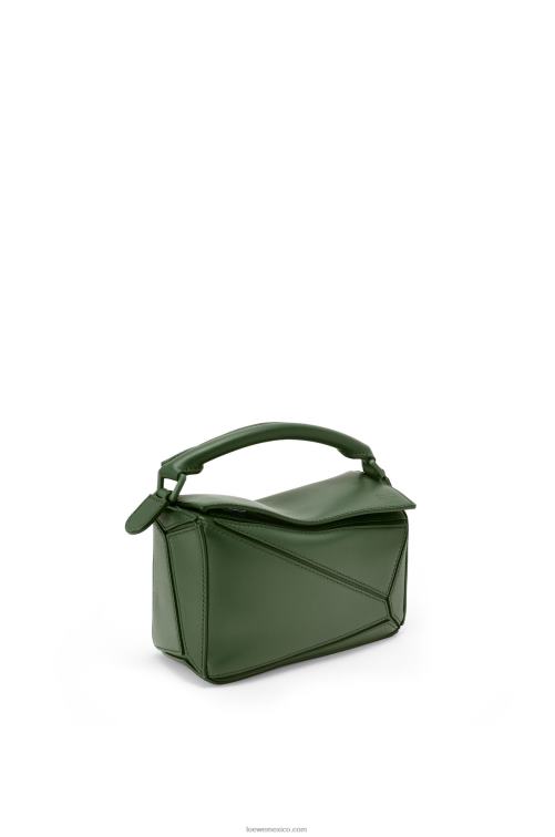 caqui de la vendimia bolso puzzle mini de piel de becerro satinada Loewe R8J8Z270 mujer