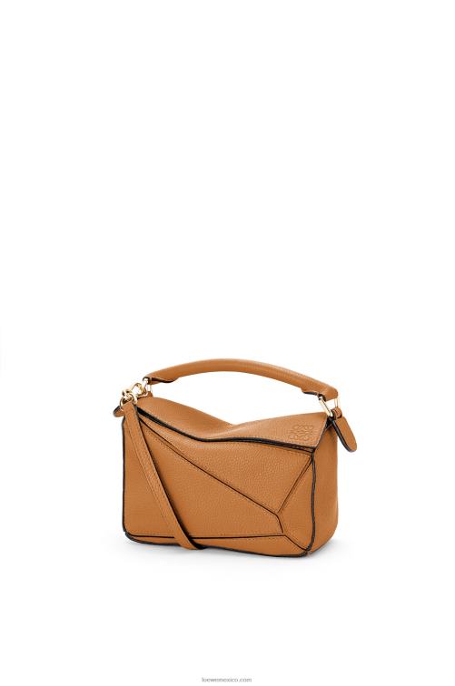caramelo ligero bolso puzzle mini de suave piel de becerro granulada Loewe R8J8Z299 mujer