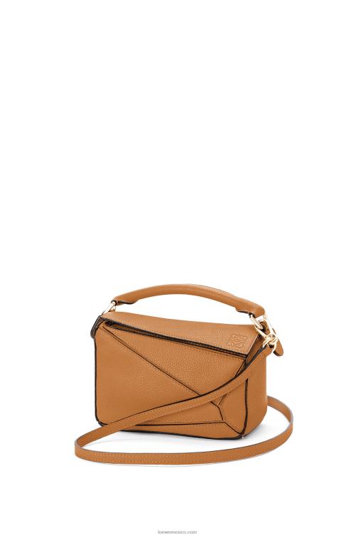 caramelo ligero bolso puzzle mini de suave piel de becerro granulada Loewe R8J8Z299 mujer