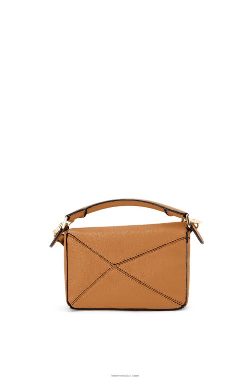 caramelo ligero bolso puzzle mini de suave piel de becerro granulada Loewe R8J8Z299 mujer