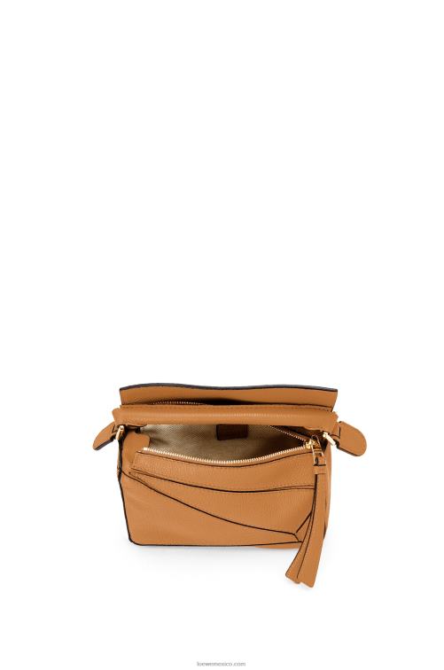 caramelo ligero bolso puzzle mini de suave piel de becerro granulada Loewe R8J8Z299 mujer