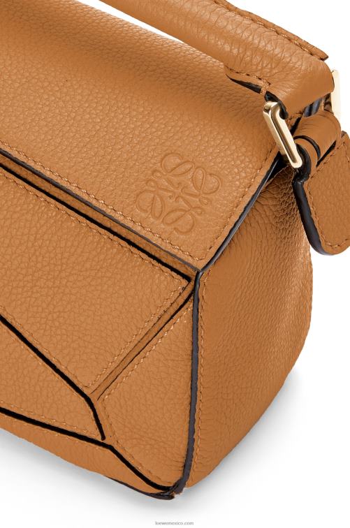 caramelo ligero bolso puzzle mini de suave piel de becerro granulada Loewe R8J8Z299 mujer