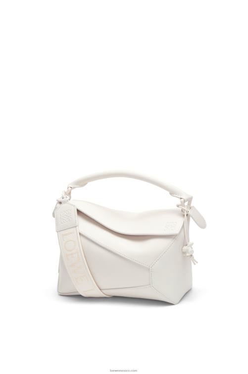 esmalte blanco bolso puzzle edge pequeño de piel de becerro satinada Loewe R8J8Z435 mujer