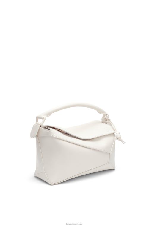 esmalte blanco bolso puzzle edge pequeño de piel de becerro satinada Loewe R8J8Z435 mujer