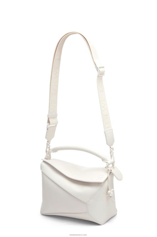 esmalte blanco bolso puzzle edge pequeño de piel de becerro satinada Loewe R8J8Z435 mujer