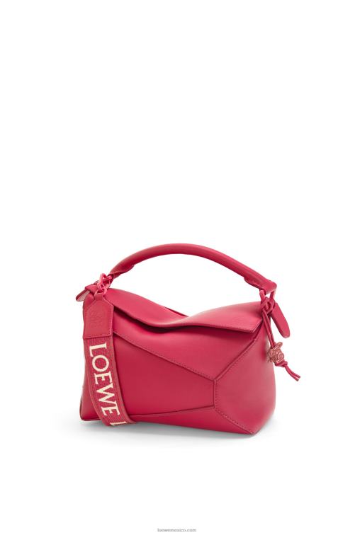 esmalte rojo rubí bolso puzzle edge pequeño de piel de becerro satinada Loewe R8J8Z436 mujer