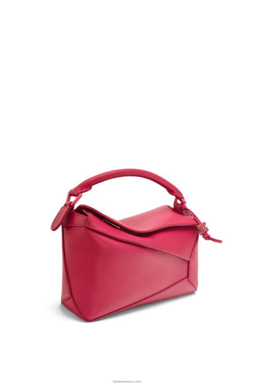 esmalte rojo rubí bolso puzzle edge pequeño de piel de becerro satinada Loewe R8J8Z436 mujer