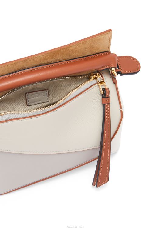 fantasma/blanco suave canto mini puzzle de piel de becerro napa Loewe R8J8Z258 mujer