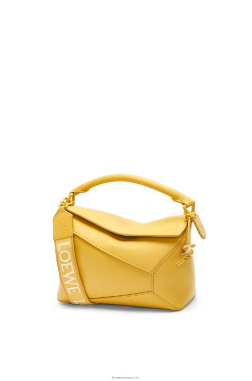glaseado amarillo pálido bolso puzzle edge pequeño de piel de becerro satinada Loewe R8J8Z530 mujer