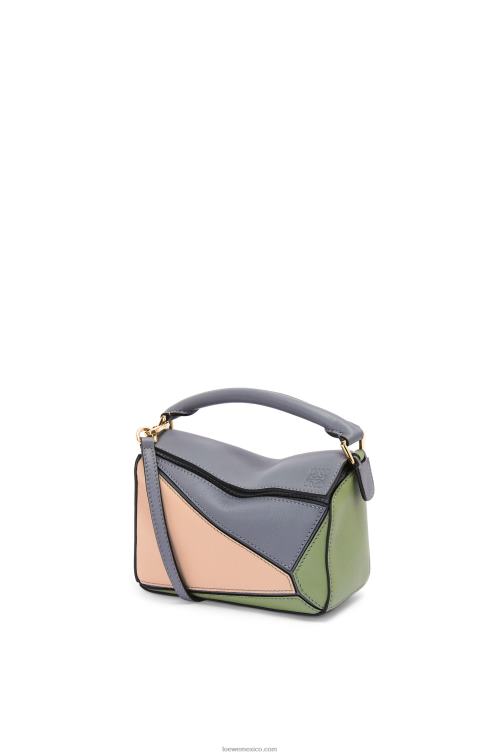gris asfalto/nude minibolso puzzle de piel de becerro clásica Loewe R8J8Z284 mujer