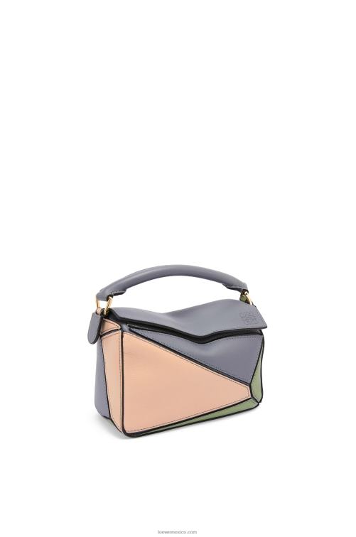 gris asfalto/nude minibolso puzzle de piel de becerro clásica Loewe R8J8Z284 mujer