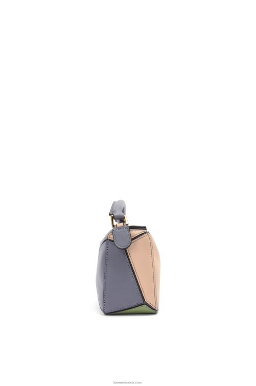 gris asfalto/nude minibolso puzzle de piel de becerro clásica Loewe R8J8Z284 mujer