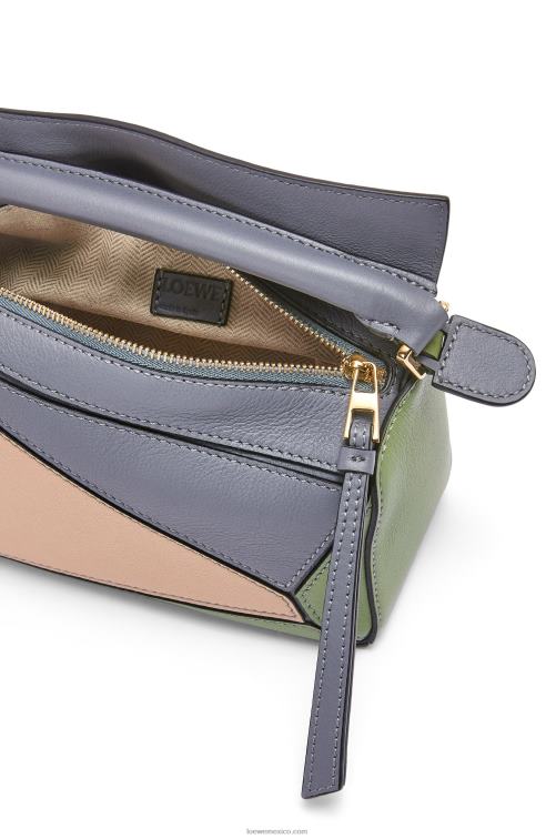 gris asfalto/nude minibolso puzzle de piel de becerro clásica Loewe R8J8Z284 mujer