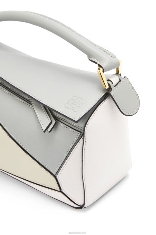 gris ceniza/verde marmol bolso puzzle pequeño de piel de becerro clásica Loewe R8J8Z516 mujer