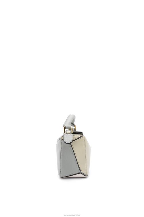 gris ceniza/verde marmol minibolso puzzle de piel de becerro clásica Loewe R8J8Z288 mujer