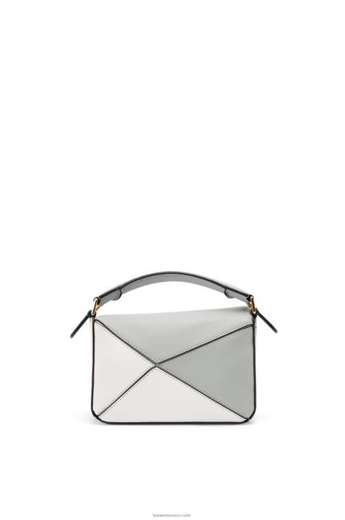gris ceniza/verde marmol minibolso puzzle de piel de becerro clásica Loewe R8J8Z288 mujer