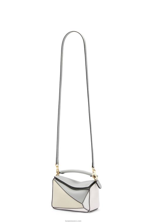 gris ceniza/verde marmol minibolso puzzle de piel de becerro clásica Loewe R8J8Z288 mujer