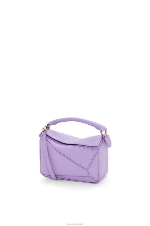 malva claro bolso puzzle mini de suave piel de becerro granulada Loewe R8J8Z199 mujer