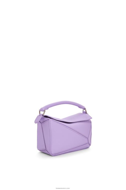 malva claro bolso puzzle mini de suave piel de becerro granulada Loewe R8J8Z199 mujer