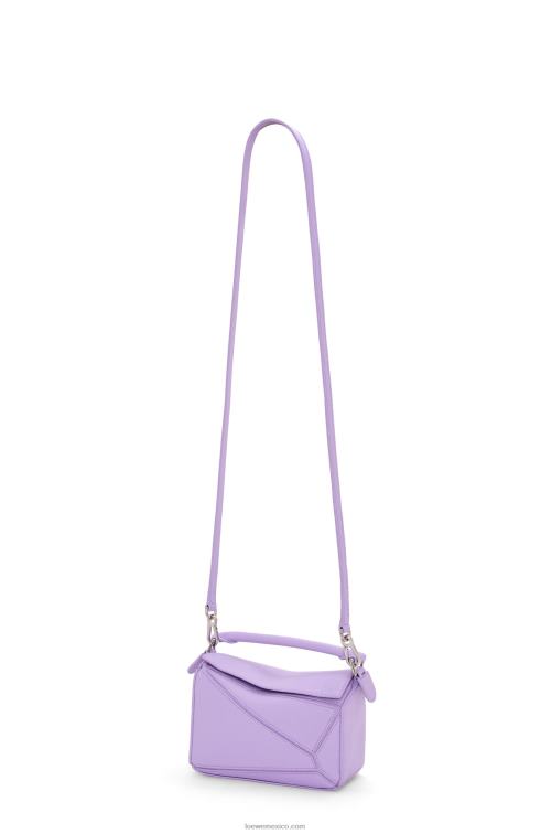 malva claro bolso puzzle mini de suave piel de becerro granulada Loewe R8J8Z199 mujer