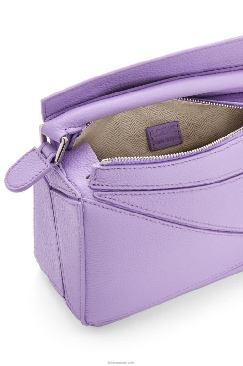 malva claro bolso puzzle mini de suave piel de becerro granulada Loewe R8J8Z199 mujer