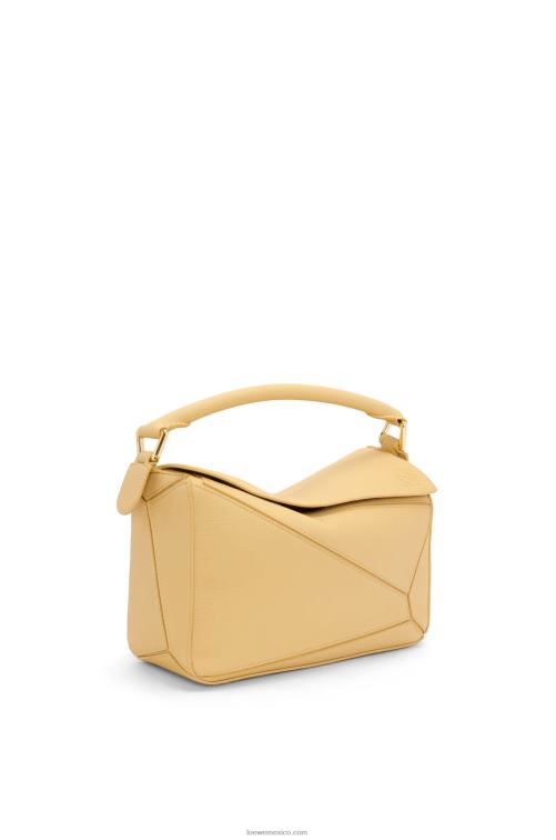 mantequilla oscura bolso puzzle pequeño de suave piel de becerro granulada Loewe R8J8Z393 mujer