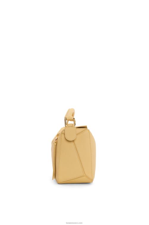 mantequilla oscura bolso puzzle pequeño de suave piel de becerro granulada Loewe R8J8Z393 mujer