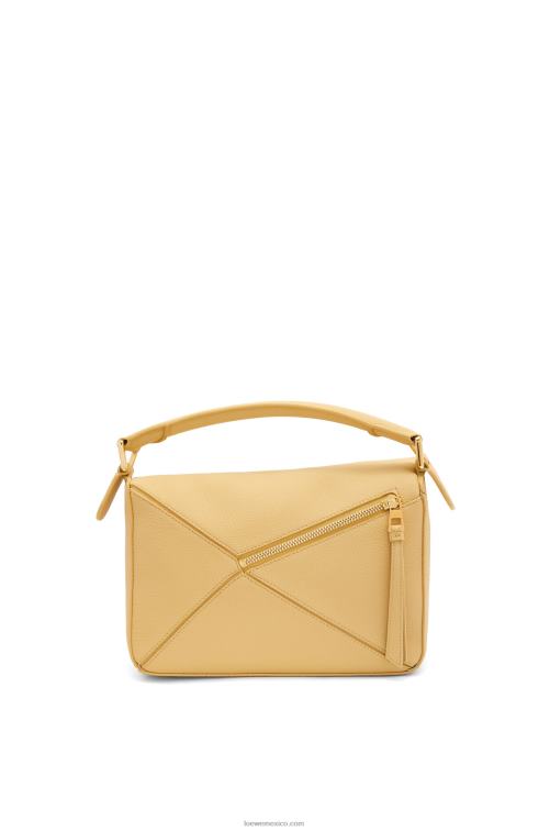 mantequilla oscura bolso puzzle pequeño de suave piel de becerro granulada Loewe R8J8Z393 mujer