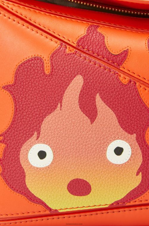 naranja Bolso puzzle calcifer pequeño de piel de becerro satinada Loewe R8J8Z441 mujer