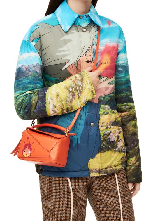naranja Minibolso calcifer puzzle de piel de becerro satinada Loewe R8J8Z261 mujer