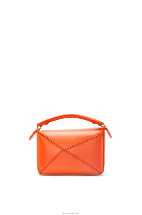 naranja Minibolso calcifer puzzle de piel de becerro satinada Loewe R8J8Z261 mujer
