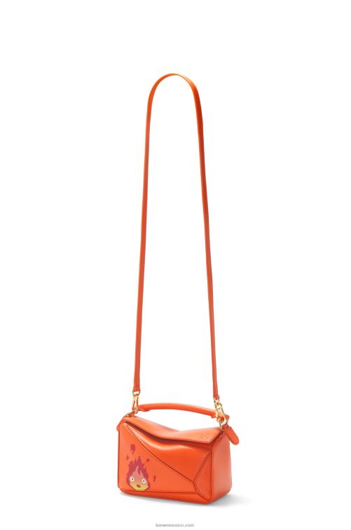 naranja Minibolso calcifer puzzle de piel de becerro satinada Loewe R8J8Z261 mujer