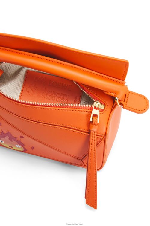 naranja Minibolso calcifer puzzle de piel de becerro satinada Loewe R8J8Z261 mujer