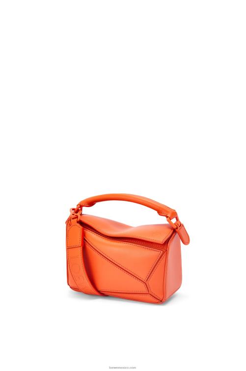 naranja bolso puzzle mini de piel de becerro satinada Loewe R8J8Z271 mujer